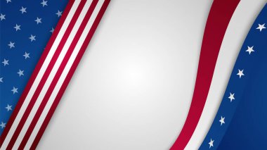 Amerikan ulusal bayrağıyla Bağımsızlık Günü 'nün 4 Temmuz' u kutlu olsun. Evrensel Amerikan bayrağı. Vektör çizimi. Anma Günü, İşçi Bayramı, sunum, vatanseverlik ve seçim için tasarlandı.