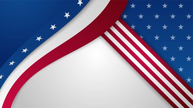 Amerikan ulusal bayrağıyla Bağımsızlık Günü 'nün 4 Temmuz' u kutlu olsun. Evrensel Amerikan bayrağı. Vektör çizimi. Anma Günü, İşçi Bayramı, sunum, vatanseverlik ve seçim için tasarlandı.