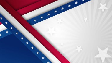 Amerikan ulusal bayrağıyla Bağımsızlık Günü 'nün 4 Temmuz' u kutlu olsun. Evrensel Amerikan bayrağı. Vektör çizimi. Anma Günü, İşçi Bayramı, sunum, vatanseverlik ve seçim için tasarlandı.