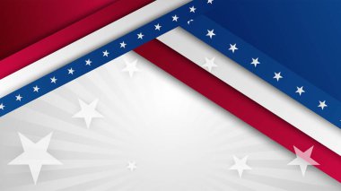 Amerikan ulusal bayrağıyla Bağımsızlık Günü 'nün 4 Temmuz' u kutlu olsun. Evrensel Amerikan bayrağı. Vektör çizimi. Anma Günü, İşçi Bayramı, sunum, vatanseverlik ve seçim için tasarlandı.