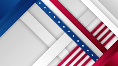 Amerikan ulusal bayrağıyla Bağımsızlık Günü 'nün 4 Temmuz' u kutlu olsun. Evrensel Amerikan bayrağı. Vektör çizimi. Anma Günü, İşçi Bayramı, sunum, vatanseverlik ve seçim için tasarlandı.