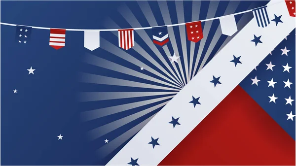 Feliz Julio Fondo Día Independencia Con Bandera Nacional Americana Bandera — Archivo Imágenes Vectoriales