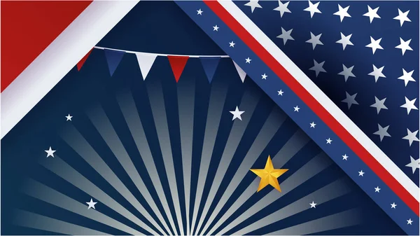 7月4日美国独立日快乐的背景与美国国旗 通用美国国旗 矢量图解 为悼念日 劳动节 爱国者 选举而设计 — 图库矢量图片