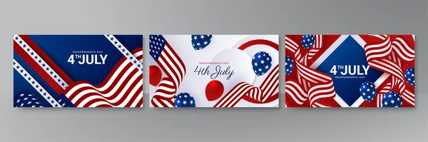 Boldog Július Usa Függetlenség Napja Háttér Amerikai Nemzeti Zászló Univerzális — Stock Vector