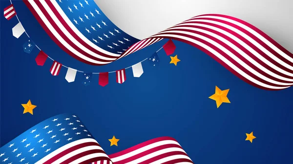 Amerikan Ulusal Bayrağıyla Bağımsızlık Günü Nün Temmuz Kutlu Olsun Evrensel — Stok Vektör