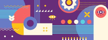 Soyut geometrik şekilli vintage vektör pankartı tasarımı