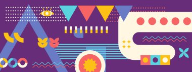 Geometrik vektör bir retro biçim tasarım pankartı.