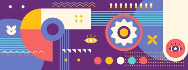 Vektör retro düz mozaik sosyal medya kapağı şablonu