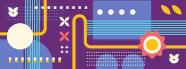 Eski tarz soyut geometrik renkli vintage tasarım pankartı