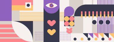 Retro soyut geometrik renkli vintage tasarım pankartı