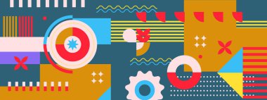 Vintage vektör düz mozaik yatay pankart