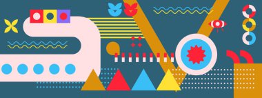 Geometrik vektör bir retro biçim tasarım pankartı.