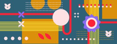 Soyut geometrik şekilli vintage vektör pankartı tasarımı