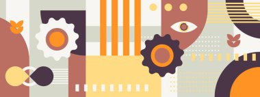 Eski tarz soyut geometrik renkli vintage tasarım pankartı