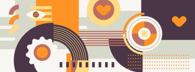 Memphis soyut geometrik renkli retro tasarım pankartı