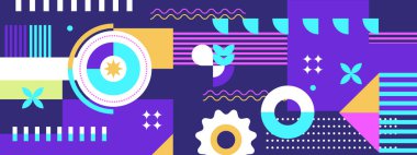 Vektör retro düz mozaik sosyal medya kapağı şablonu