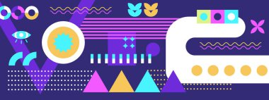 Vintage vektör düz mozaik yatay pankart