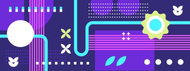 Vektör retro düz mozaik sosyal medya kapağı şablonu