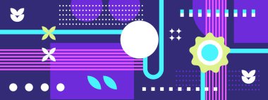 Vintage vektör düz mozaik yatay pankart