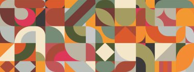 Renkli geometrik Retro desen tasarım pankartı