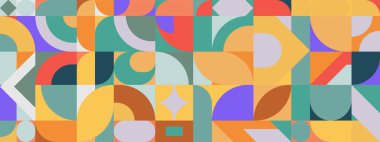 Retro düz tasarım renkli mozaik pankartlar