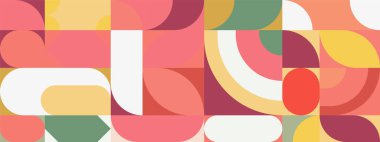 Retro düz tasarım renkli mozaik pankartlar