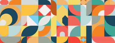 Vintage gradyan geometrik desen yatay pankart