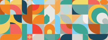 Retro düz tasarım renkli mozaik pankartlar