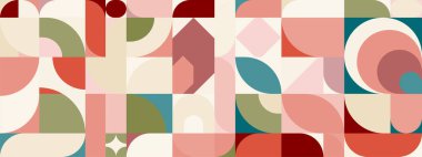 Klasik soyut geometrik renkli retro tasarım pankartı