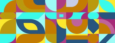 Klasik soyut geometrik renkli retro tasarım pankartı