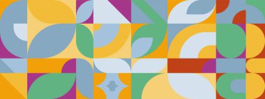 Klasik soyut geometrik renkli retro tasarım pankartı