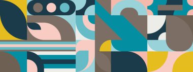 Klasik soyut geometrik renkli retro tasarım pankartı