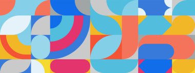 Klasik soyut geometrik renkli retro tasarım pankartı