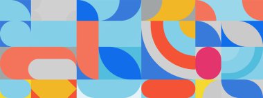 Klasik soyut geometrik renkli retro tasarım pankartı