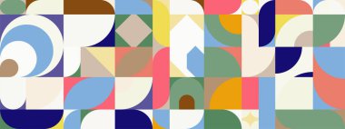 Klasik soyut geometrik renkli retro tasarım pankartı