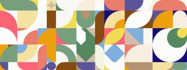 Klasik soyut geometrik renkli retro tasarım pankartı