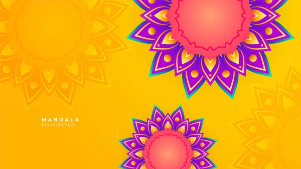 Decorative Colorful Ethnic Mandala Pattern Design Element Greeting Card Banner — Stock Vector