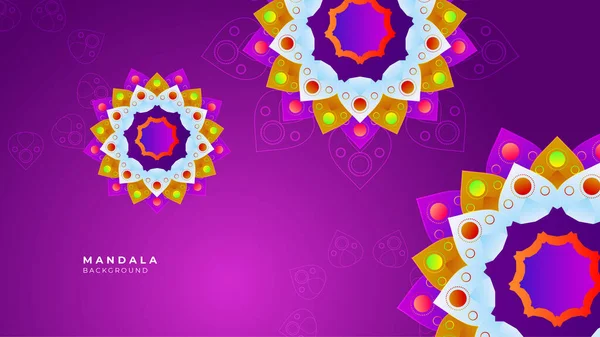 Dekoratif Renkli Etnik Mandala Desen Tasarım Öğesi Için Tebrik Kartı — Stok Vektör