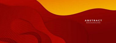 Modern kırmızı ve sarı geometrik şekiller 3 boyutlu soyut teknoloji arka planı. Vektör soyut grafik tasarım sancak deseni sunum arkaplan şablonu.