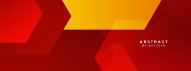Soyut kırmızı ve sarı geometrik şekiller üç boyutlu arkaplan. Vektör illüstrasyonu soyut grafik tasarım banner deseni sunum arkaplan duvar kağıdı ağ şablonu.