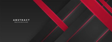 Soyut siyah ve kırmızı geometrik şekiller üç boyutlu arkaplan. Vektör illüstrasyonu soyut grafik tasarım banner deseni sunum arkaplan duvar kağıdı ağ şablonu.