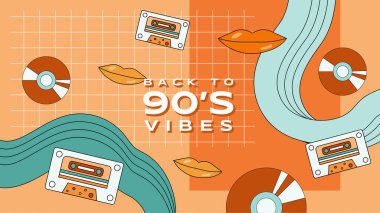 Vektör düz nostaljik 90 arkaplan