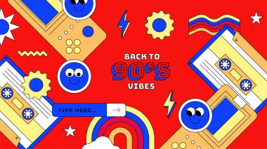 Vektör düz nostaljik 90 arkaplan