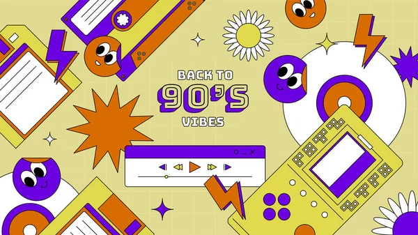 stock vector vector flat nostalgic 90's youtube channel art