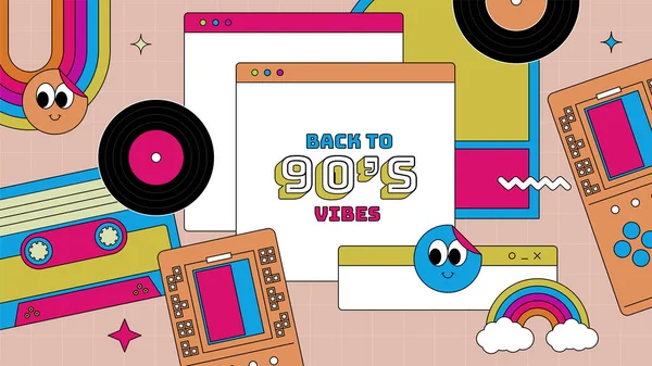 stock vector vector flat nostalgic 90's youtube channel art