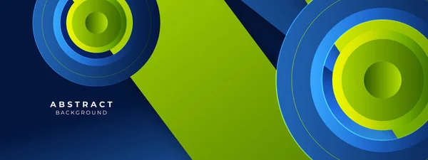 発表デザイン チラシ ソーシャルメディアカバー ウェブバナー 技術バナーのための3D現代的なトレンディーな新鮮な色と要約青と緑の背景 — ストックベクタ