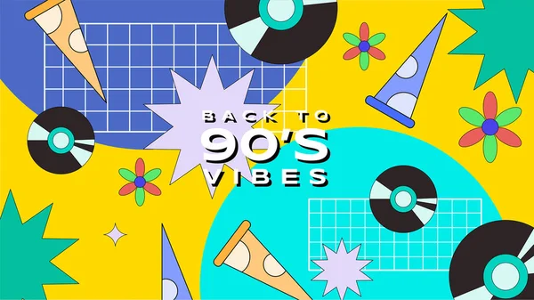 stock vector Flat 90's vibes Nostalgic colorful retro design background