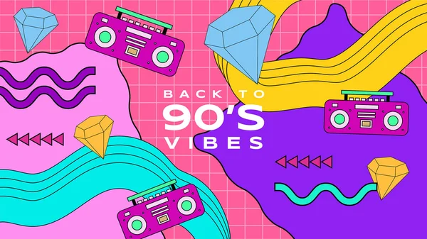 stock vector vector flat design 90s nostalgic music festival youtube thumbnail