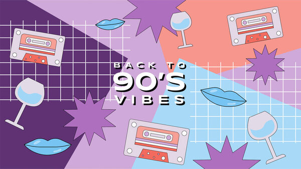 Vector hand draw nostalgic back to 90's template