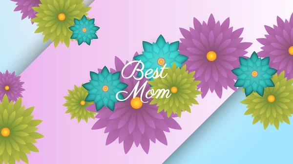 Happy Mother Day Card Flowers Decoration — Stock Vector